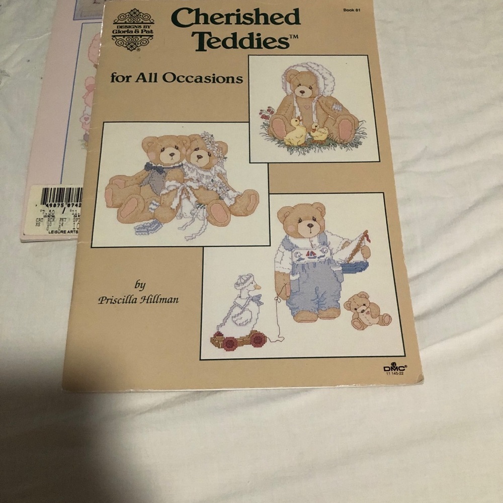 Cherished Teddies Beige and Blue Cross Stitch Pattern Book